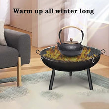 BNEI Fire Pit, Multifunctional Heater, Triangular Stability Support, Metal, Suitable for a Wide Range of Fuels, Storage Bag and Grill net Included