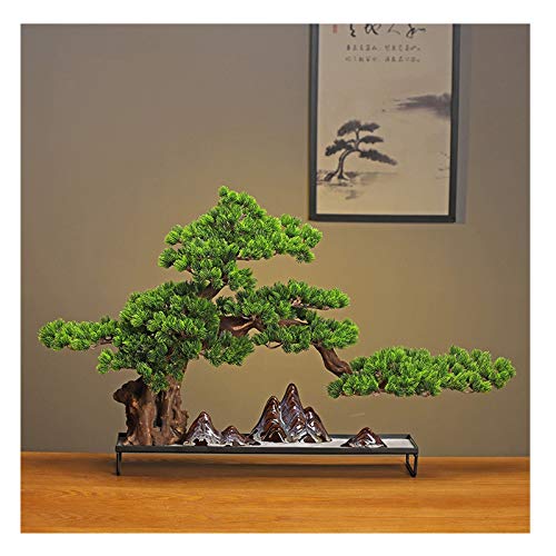 Chinese Simulation Welcome Pine Green Plant Bonsai Ornaments Hotel Living Room Office Desktop Creative Decoration Home Furnishing Gifts House Plant (Color : C) (Green)