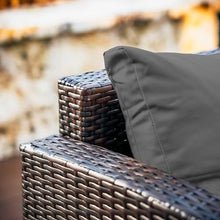 Nestl 7-Piece Wicker Outdoor Furniture Set Brown Frame/Grey Cushions