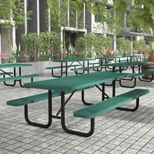 Flash Furniture Commercial Grade 8' Rectangular Expanded Mesh Metal Outdoor Picnic Table - Black