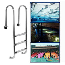 Swimming Pool Escalator 304 Stainless Steel 3-Step Anti-Skid Tread Pedal Swimming Pool Safety Launching Bracket handrail Climbing Ladder (Silver 157cm)