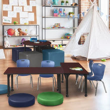 Regency Kee Adjustable Mobile Classroom Table Set with 12" Andy Chairs, Mahogany/Navy