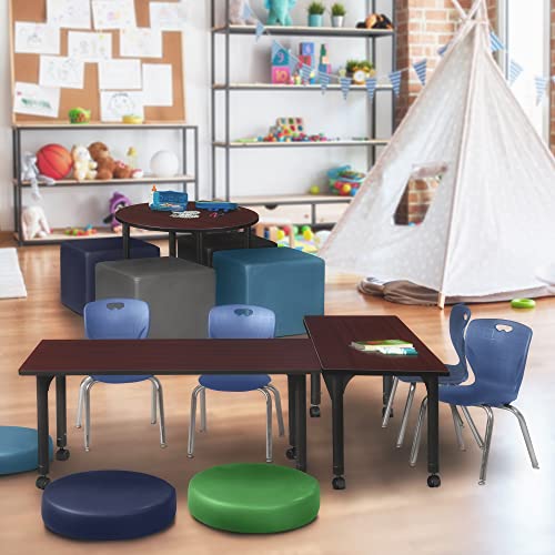 Regency Kee Adjustable Mobile Classroom Table Set with 12" Andy Chairs, Mahogany/Navy