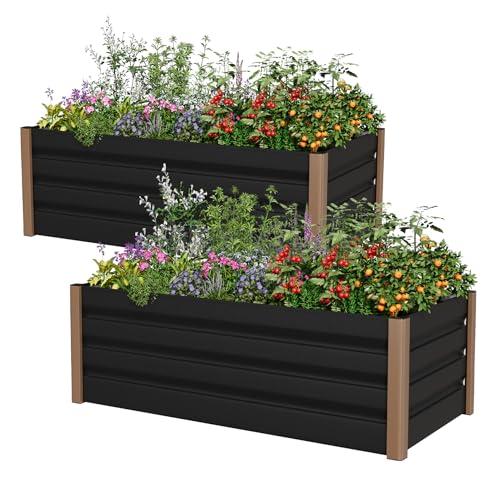 Garvee 79x32x16in Gray Aluminum Raised Garden Bed Planter Box, 2-Pack