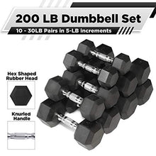 WF Athletic Supply Rubber Coated Hex Dumbbell Set Non-Slip Hex Shape - 200LB Dumbbells Set