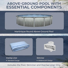 Blue Wave Martinique 24-ft Round 52-in Deep Hard Sided Steel Wall Above Ground Pool with 7-in Top Seats, 6-in Verticals, Skimmer & Vinyl Liner - 12,600 Gallon Capacity for Family Swimming & Recreation