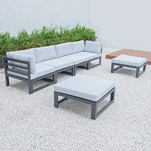 LeisureMod Chelsea Outdoor Patio 6-Piece Conversation Set Light Grey