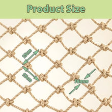 16mm Thick Jute Hemp Rope Net Heavy Duty Kids Climbing Safety Netting For Fence Railings Balcony Stairs Playground Garden Safety Protection, Versatile Tree Hou(Size:1M×10M(3.3FT×32.8FT),Color:Jute)