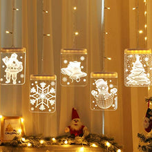 LED Night Light Hanging Christmas Lights Fairy Lights Santa Claus Lamp with Suction for Door Window Holiday Decoration Outdoor