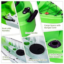 ProMaintain 12.4FT Sit on Top Fishing Kayak for 2-3 Adults with Paddle & Seat, 600LBS Capacity, Green White