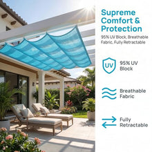 FENGZEQUAN Retractable Wave Sun Shade Sail, Pergola Shade Cloth Cover, Polyester Sunscreen Awning Canopy, Wind Protection for Outdoor Patio, Yard, Terrace, Carport(W1.8*L10m/W5.90*L32.81ft)