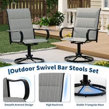 Garvee Patio Swivel Chair Set of 8 Outdoor Dining Chair Padded Mesh Grey