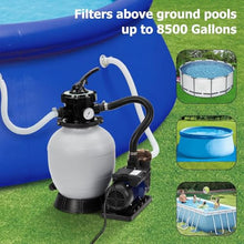 Above Ground Pool Sand Filter Pump 12-16in 1/3-1HP 2642-3962GPH 7-Way