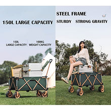 Outdoor Garden Cart Foldable Wagon, Portable 150L Large Capacity Beach Wagon with 20cm Widened Detachable Off-Road Wheels, 150KG Heavy Duty Utility Collapsible Wagon,A