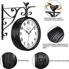 Kioxiuin Vintage Double-Sided Wall Clock with Pendulum - Retro Station Style Dial for Indoor and Outdoor Home Decor - Classic Garden Timepiece