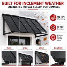 Awntech Houstonian Open-Side Fixed Awning, 56" W x 24" H x 36" D, Black