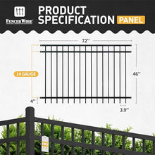 Fencer Wire Heavy Duty Flat Top Fence Barrier Panel 4FT x 6FT Black Pack of 5