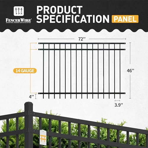 Fencer Wire Heavy Duty Flat Top Fence Barrier Panel 4FT x 6FT Black Pack of 5