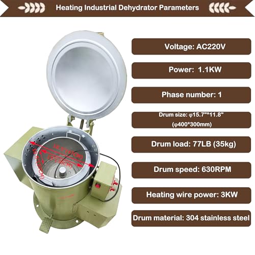 INTSUPERMAI Industrial Drying Machine 77LB Capacity Centrifugal Dryer 220V