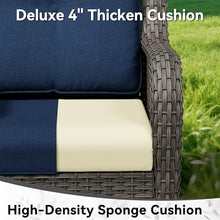 Gardenbee 5 Piece Outdoor Wicker Patio Furniture Set, Patio Chairs Set with Thickened Olefin Cushions, High Back and Deep Seating, Hand-Woven PE Rattan, Ottoman for Porch, Deck