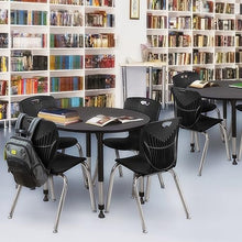 Regency Height Adjustable Mobile Classroom Table Set with 18" Andy Chairs, Grey/Black