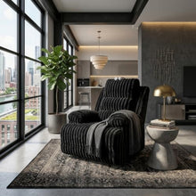 Becca Zero Wall Power Recliner Chair w USB, Pillow Arms, Black Corduroy