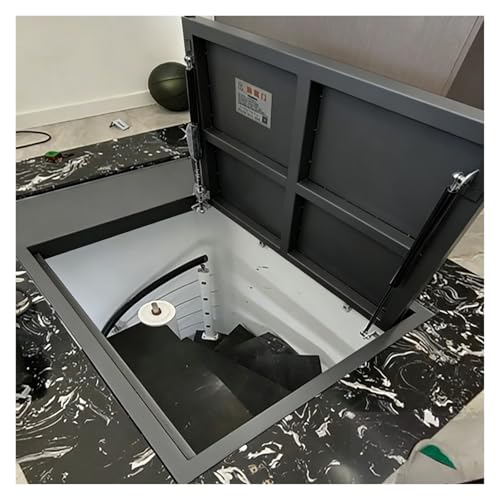 ERRULAN Seamless Concealed Crawl Space Access Door for Tiles, Interior Hidden Basement Doors in Floor, Invisible Cellar Cover for Outdoor Stairs, Storage Room(Black,LxW 125x80 cm (49x31 in))