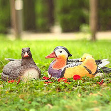 Mandarin Duck Statue Garden Animal Lamp Resin Figurines Light Ornament Waterproof for Patio Lawn Yard Porch Outdoor Decoration Gift