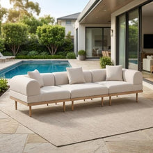 Outdoor Escape Beige Fabric 3-Piece Outdoor Modular Sofa Set with Cushions, Contemporary Style, Comfortable Seat and Arm Height, Durable Construction
