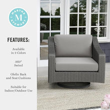 Martha Stewart Bedford Indoor/Outdoor Patio Swivel Chair, Gray