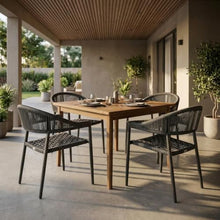 HomeRoots Set of Four 22" Gray Aluminum Outdoor Arm Chair