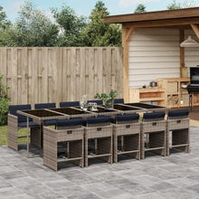 AMBERARD Patio Dining Set Set of 10 Gray PE Rattan Large Collapsible Furniture Set