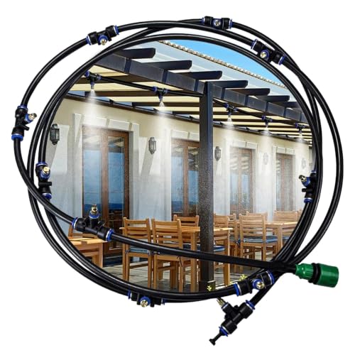 Outside Patio/Porch Misting Cooling System with Water Filter & Mist Nozzle