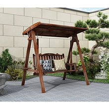 ELUKHT Creative Hotel Patio Porch Swing Glider with Stand Patio Wooden Chair Swing with Stand Outdoor Lounge Chair Outside Furniture Outdoor Swing Chair Bench