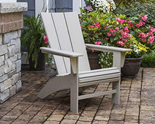 POLYWOOD® Modern Curveback Adirondack 5-Piece Conversation Set with Fire Pit Table in Green