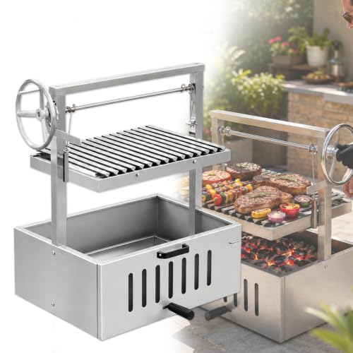 Charcoal Bbq Grill, Adjustable V-Shaped Grate For Backyard And Patio 304StainlessSteel