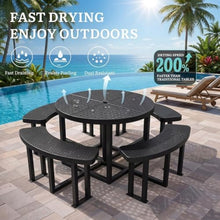DWVO 38" Round Metal Picnic Table with Umbrella Hole