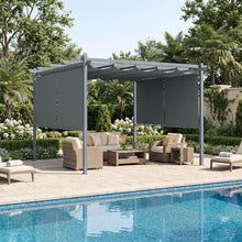 Aoodor 10 x 10 ft Outdoor Pergola with Retractable Shade Canopy, Grey