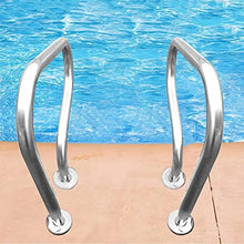 MSHOSAC Pool Handrail,Stainless Steel Pool Handrail, 31.5" Grab Rail with Flanged Base, 1 or 2 Pcs, Ideal for Swimming Pools, Spas, Water Parks, and Incline Positions