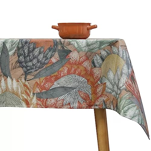 SONGCHAO Table Cloth Rectangular Waterproof and Oil-Proof Brick Red Table Cloth Art Emperor Flower Pattern Tea Table Cloth Cover Cloth Picnic Table Cover(135x230cm)