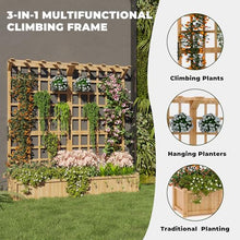 Dual-Section Wood Planter Box With Trellis For Outdoors,Raised Garden Bed For Hanging Baskets,1.4Ft Depth Large Planter Box With Hanging Roof & 8 Drainage Holes For Climbing Plant,Vegetables,Flowers