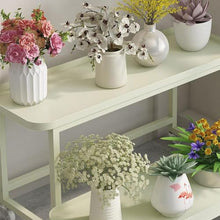 Metal Plant Stand Outdoor Flower Pot Stand 2-Tier Flower Display Rack Cream Style Plants Ladder Frame Multifunctional Home Storage Rack Waterproof Plant Shelf Abrasion Flower Rack For Corner