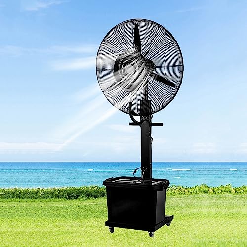 NYTFHMS Industrial Oscillating Fan Large Outdoor Misting Fans Heavy Duty Pedestal Fan with 11 Gallon Water Tank Waterproof Cooling Fan Misters,320W/26in