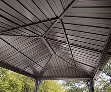 Sojag 12' x 16' Genova II Hardtop Gazebo Outdoor Aluminum Frame Shelter with Mosquito Net Black/Brown