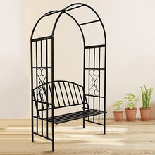 Gyken Iron Garden Arch with Bench, Stable Garden Arbor, Pergola Trellis for Climbing Plant, Grape Vines Archway, Extra Wide 45inch / 3.8ft Seat for 2 People