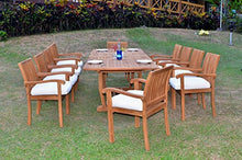TeakStation 10 Seater Grade-A Teak Wood 11pc Dining Set: 94" Mas Rectangle Table and 10 Napa Stacking Arm Chairs #TSDSNPg