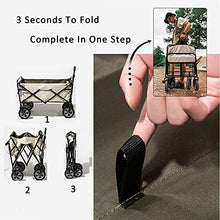 Garden Folding Trolley Portable Collapsible Outdoor Utility Wagon Picnic Camping Cart 80kg Max Load Push Wagon Sturdy Lightweight(Black)