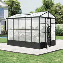 Aluminum Greenhouse with Auto Vent and 8 Ft Height for Backyard Gardening, Polycarbonate Panels