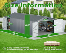 20 x 10 FT Outdoor Storage Shed, Large Metal Garden Shed with 2 Lockable Doors, Tool Shed Outdoor Storage with 4 Air Vents, Garage Shed Waterproof for Car, Truck, Bike, Garbage Can, Tool, Dark Gray