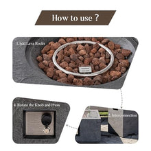 Cosiest Propane Fire Pit for Outside, 28 in Round Gas Fire Pits for Outdoor Patio, Certified, 50000 BTU Concrete Rectangle Base with Rain Cover, Free Lava Rocks